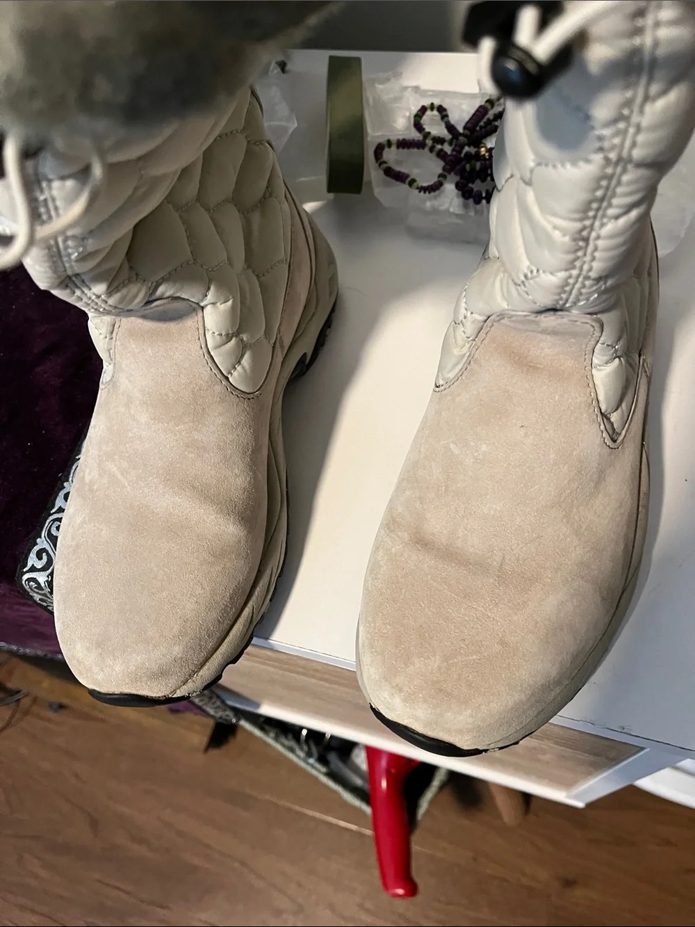 LL Bean luxuryWomen’s Vintage Faux-Fur with lovely SUEDE Upper Boots light TAN